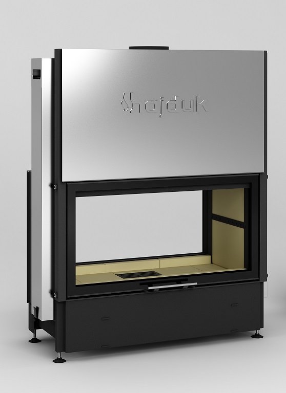 Zestaw kominek powietrzny stalowy KRATKI LUCY Prawy BLACK 14 kW Ø 200 z akcesoriami Volcano DTh FD - Zestaw kominek powietrzny stalowy KRATKI LUCY Prawy BLACK 14 kW Ø 200 z akcesoriami